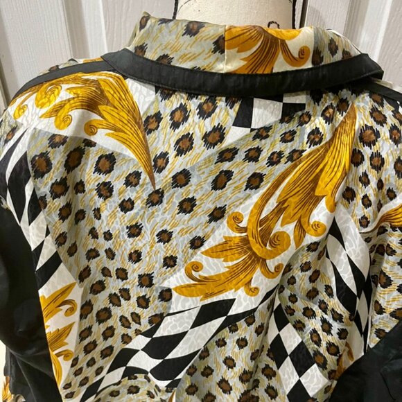 Y2K 90’s RETRO LEOPARD PRINT BOMBER JACKET WINDBREAKER with  PADDINGS Sz M DISCO - Picture 15 of 16